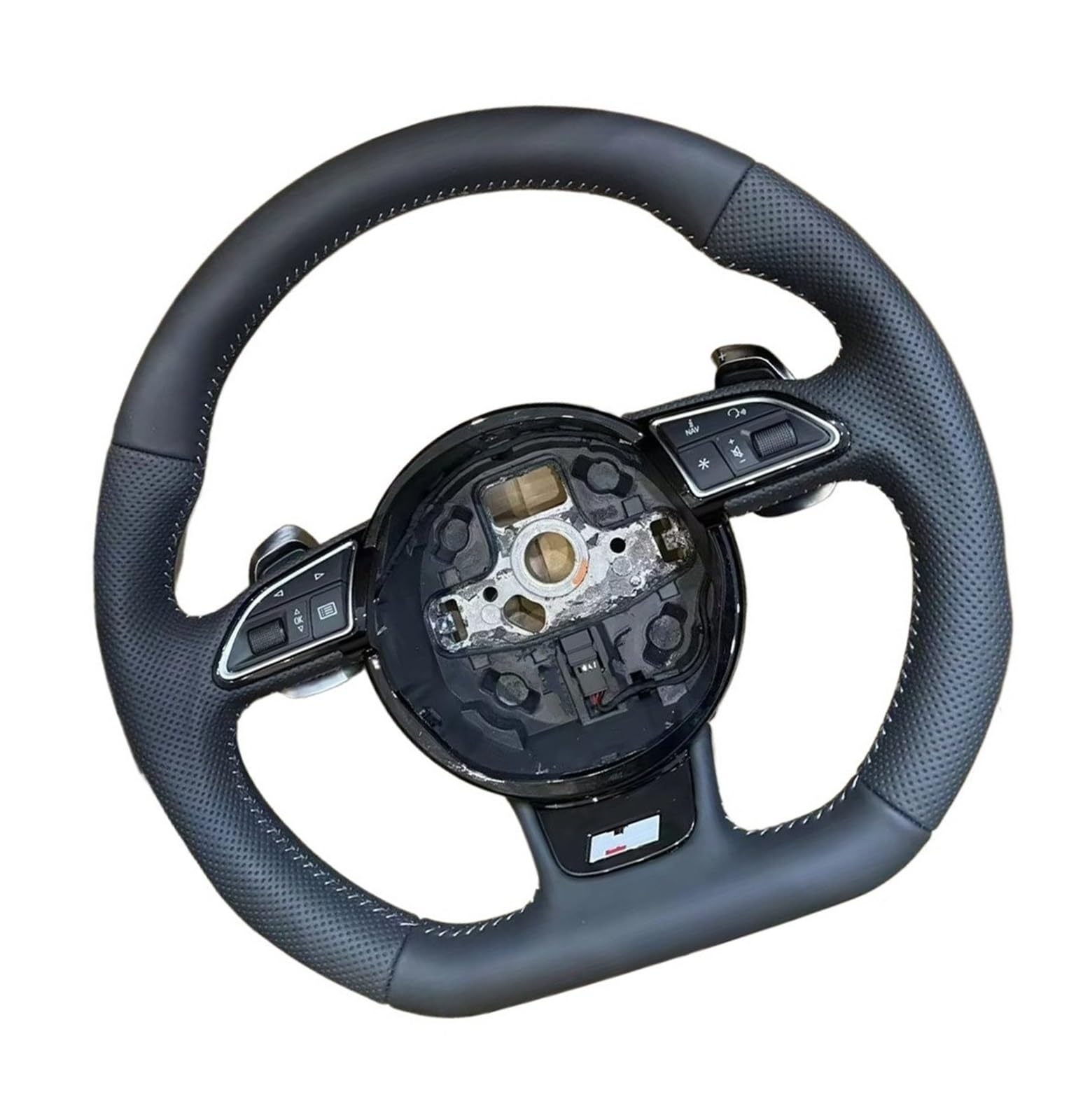 AcarKing Kompatibel Mit Für A3 8V Rennsportlenkrad Multifunktionslenkrad Mit Weißen Nähten Und Knopfmontage Autozubehör Lenkrad Auto(with RS Logo) von AcarKing