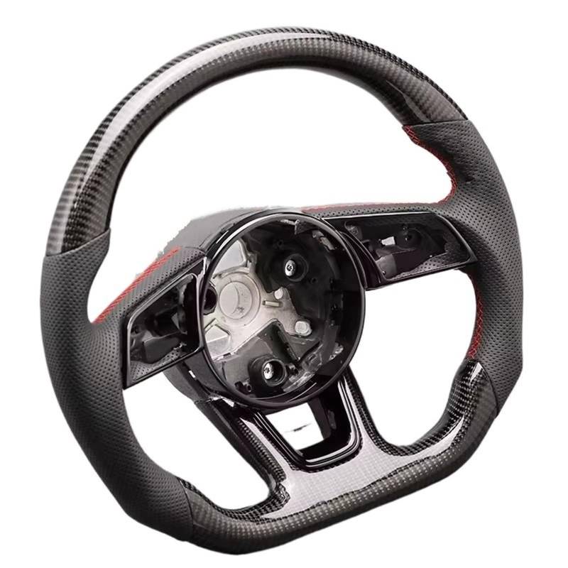 AcarKing Kompatibel Mit Für A3 8Y A4 B9 S3 S4 S5 A5 RS4 RS3. Lenkradzubehör Aus Kohlefaser, Kann Mit Tasten-Schaltwippen Ausgestattet Werden Lenkrad Auto(RS Logo with Hole) von AcarKing