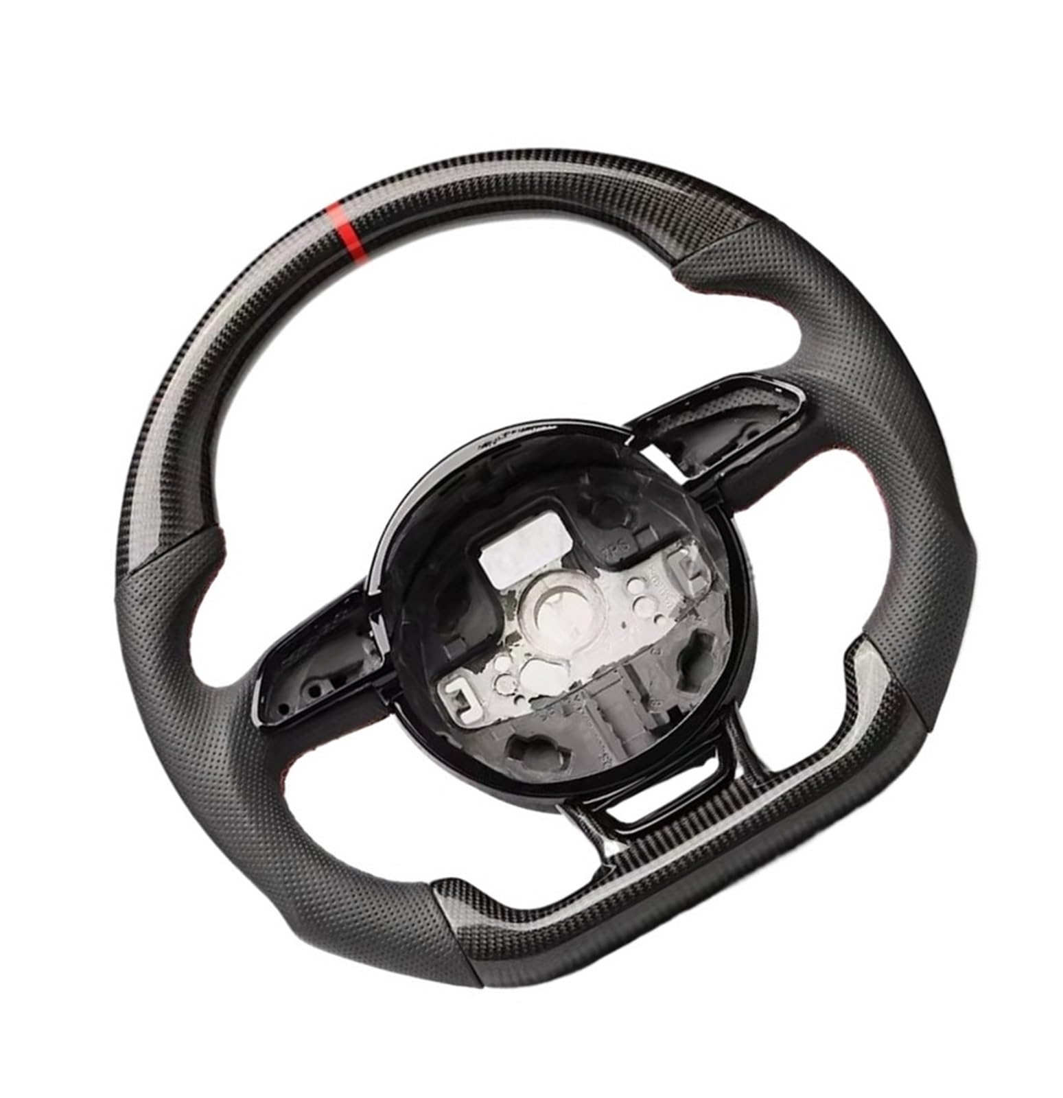 AcarKing Kompatibel Mit Für A3 A4 A5 A6 A7 Q3 Q5 Q7, Benutzerdefiniertes Lenkrad, Flache Unterseite, Carbonfaser-Lenkrad, Modifikation, Autozubehör Lenkrad Auto(RS Logo with Hole) von AcarKing