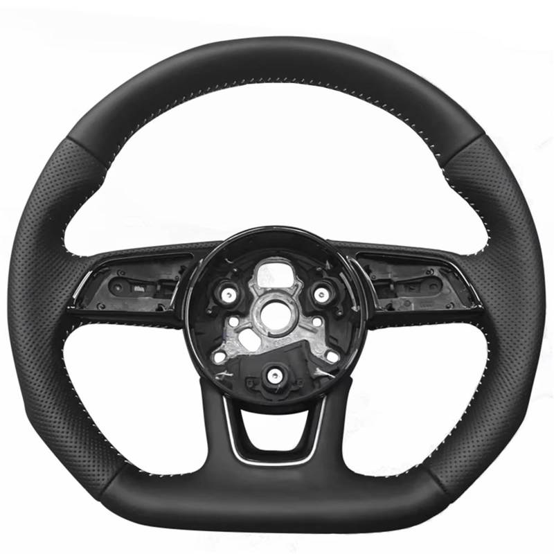 AcarKing Kompatibel Mit Für A3 A4 A5 S3 S4 S5 2017 2018 2019 2020 2021 2022 2023 2024. Flachboden-Lenkrad, Sport-Vollperforiertes Lenkrad Lenkrad Auto(S Logo 1) von AcarKing