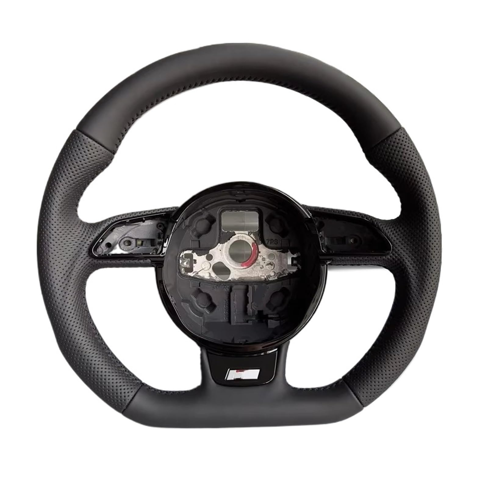 AcarKing Kompatibel Mit Für A3 A4 A5 S4 S5 Q3 Q5 Q7, Vollständig Perforiertes Lenkrad, Flache Unterseite, Lenkrad-Kampagnenmontageänderung Lenkrad Auto(RS Logo with Hole) von AcarKing