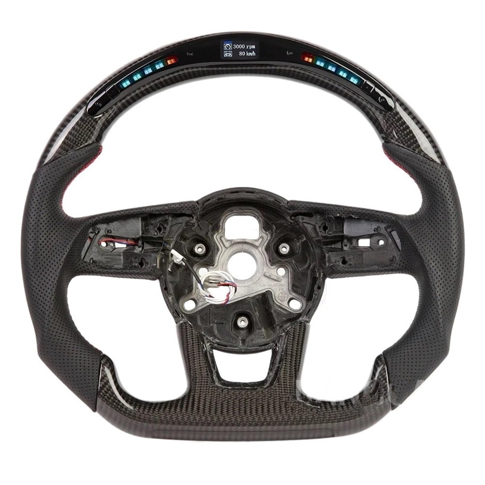 AcarKing Kompatibel Mit Für A4 2017 2018 2019 2020 Für RS4 S4 Carbonfaser-Sportlenkrad Mit Flacher Unterseite, Autolenkräder, Montageteile Lenkrad Auto(Size 7) von AcarKing