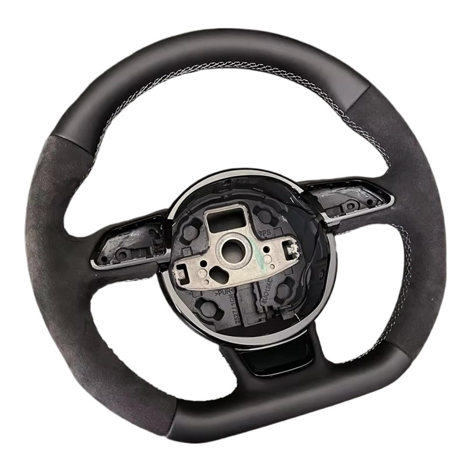 AcarKing Kompatibel Mit Für A5 A6 A7 A3 A4 Q3 Q5 Q7, Vollständig Perforierte Lenkradbaugruppe, Flache Unterseite, Lenkrad-Kampagnen-Innenraum Lenkrad Auto(RS Logo with Hole) von AcarKing