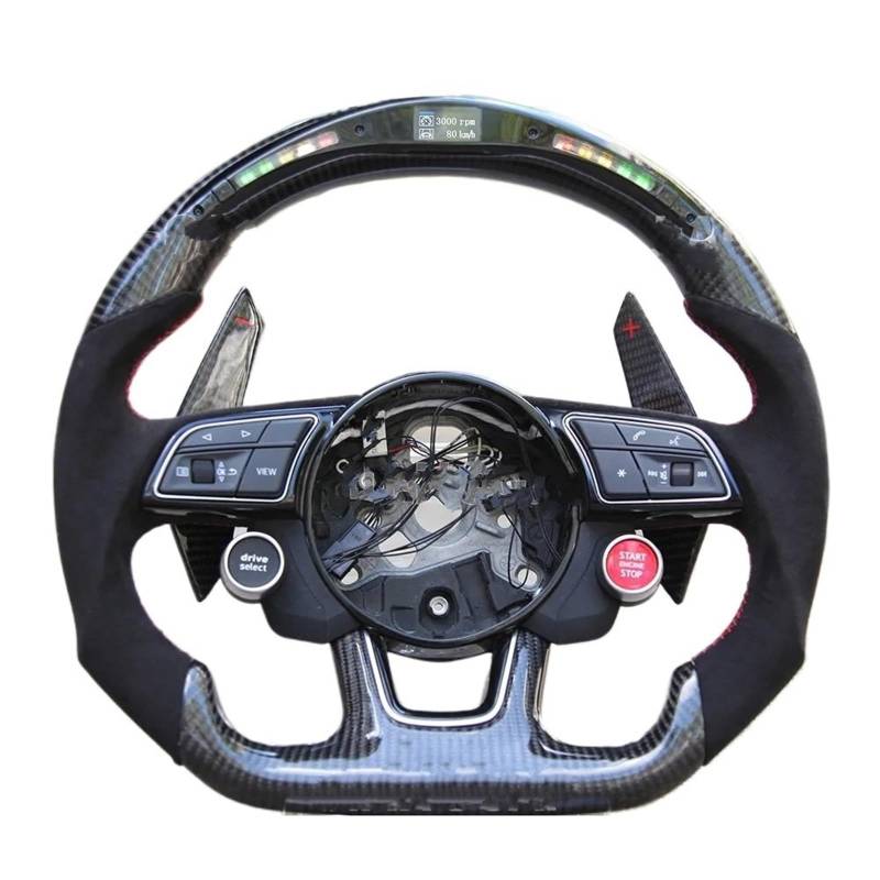 AcarKing Kompatibel Mit Für A5 RS5 2017 2018 2019 2020 2021 Für S5 2017 2018 2019 2020 Carbonfaser-Sportlenkrad Mit Flacher Unterseite, Autozubehör Lenkrad Auto(Size 8) von AcarKing