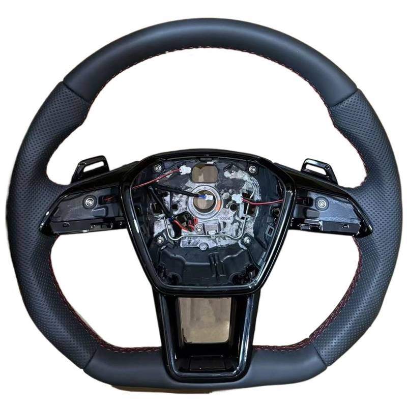 AcarKing Kompatibel Mit Für A6 C8, Beheiztes Lenkrad Mit Schaltwippen, Schlüsselrahmen-Basisbaugruppe, Auto-Sportlenkräder, Zubehör Lenkrad Auto(with Heated RS Logo) von AcarKing