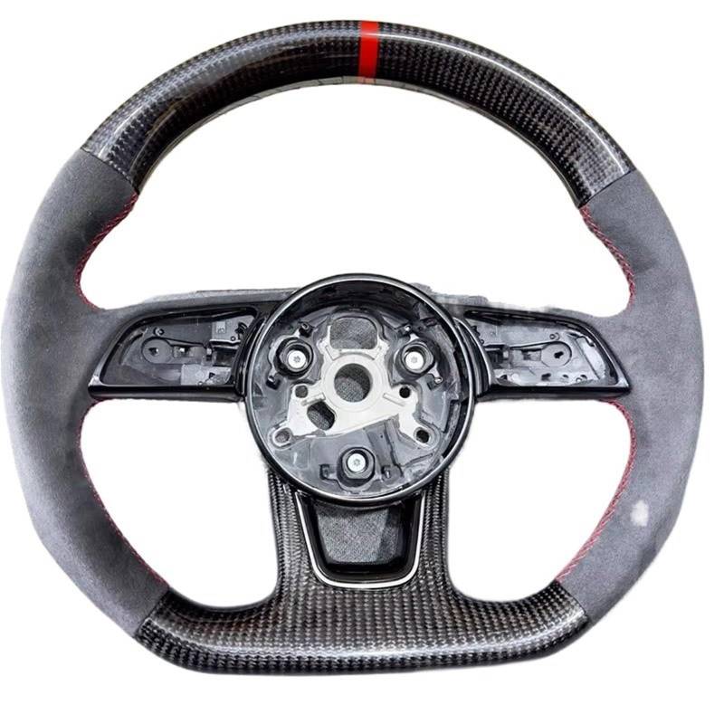 AcarKing Kompatibel Mit Für B9 A3 A5 RS3 RS4 RS5 S3 S4 S5 2018 2019 2020 2021 2022 Carbonfaser-Lenkradbaugruppe, Individuelles Autozubehör Lenkrad Auto(RS Logo Without Hole) von AcarKing