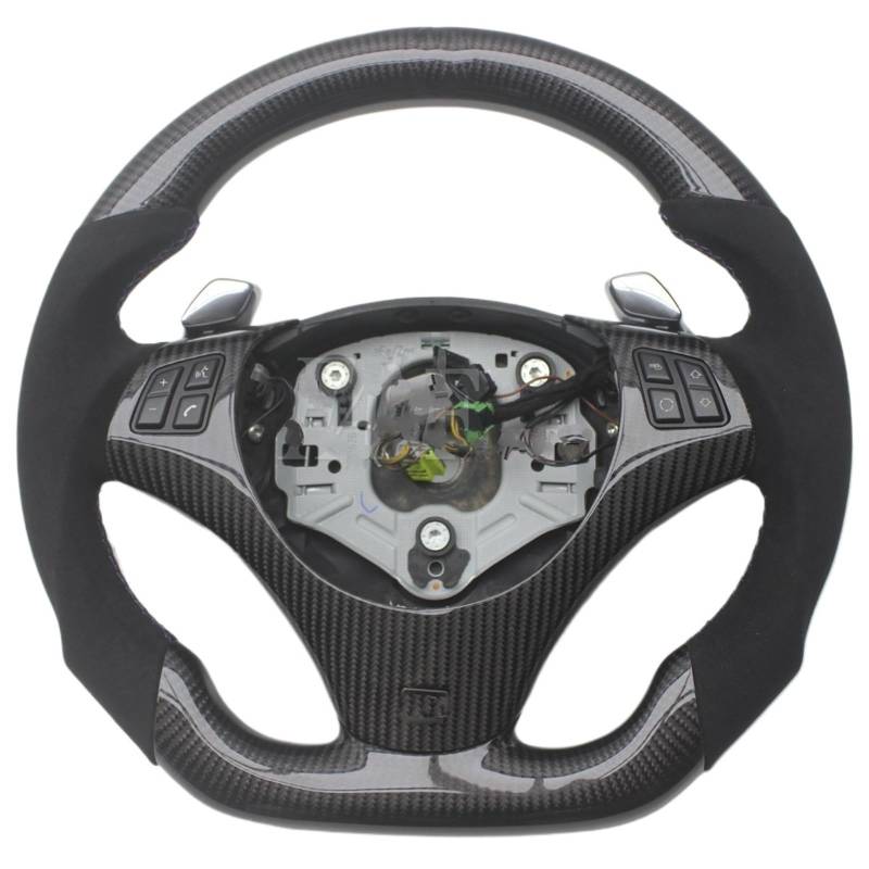 AcarKing Kompatibel Mit Für E90 E91 E92 E93 3er-Serie 2004 2005 2006 2007 2008 2009 2010 2011 2012 2013 Carbonfaser-Autolenkradersatz Lenkrad Auto(with Paddles 4) von AcarKing