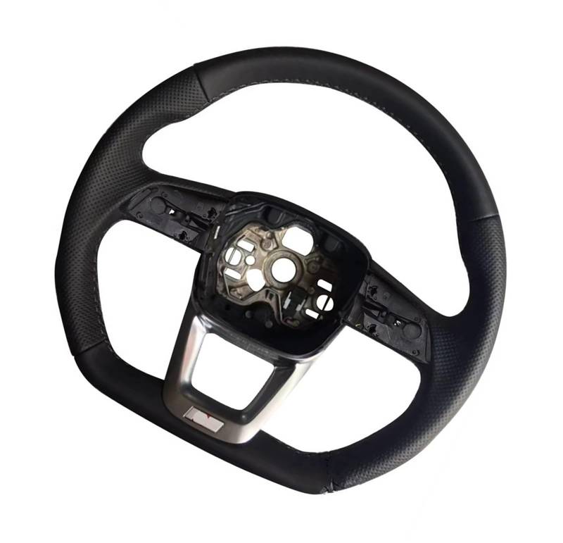 AcarKing Kompatibel Mit Für Q3 F3, Lenkrad Mit Flachem Boden, Rennsport-Lenkrad-Modifikation, Innenraum-Autozubehör Lenkrad Auto(S Logo 2) von AcarKing