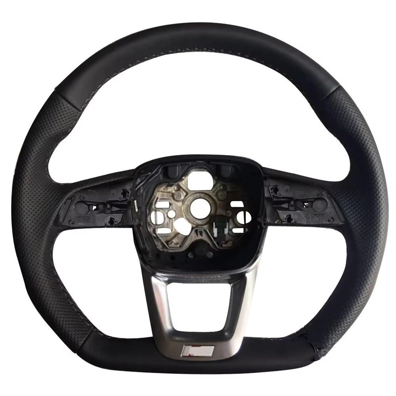 AcarKing Kompatibel Mit Für Q3 F3, Perforierte Lenkradbaugruppe Mit Flachem Boden, Zubehör Zur Modifikation des Autorennen-Sportlenkrads Lenkrad Auto(S Logo 4) von AcarKing
