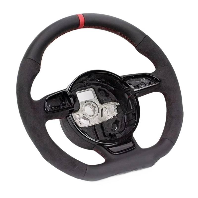 AcarKing Kompatibel Mit Für Q3 Q5 Q7 A3 A4 A5 A6 A7, Vollständig Perforiertes Autolenkrad, Flache Unterseite, Sportlenkrad, Innenausstattung Lenkrad Auto(S Logo with Hole) von AcarKing