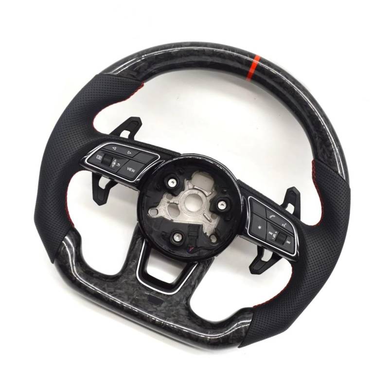 AcarKing Kompatibel Mit Für Q5 FY Q7 4M Q8, Carbonfaser-Lenkrad Mit Tasten Und Paddel, Modifikation des Innenraums, Autozubehör Lenkrad Auto(S Logo) von AcarKing
