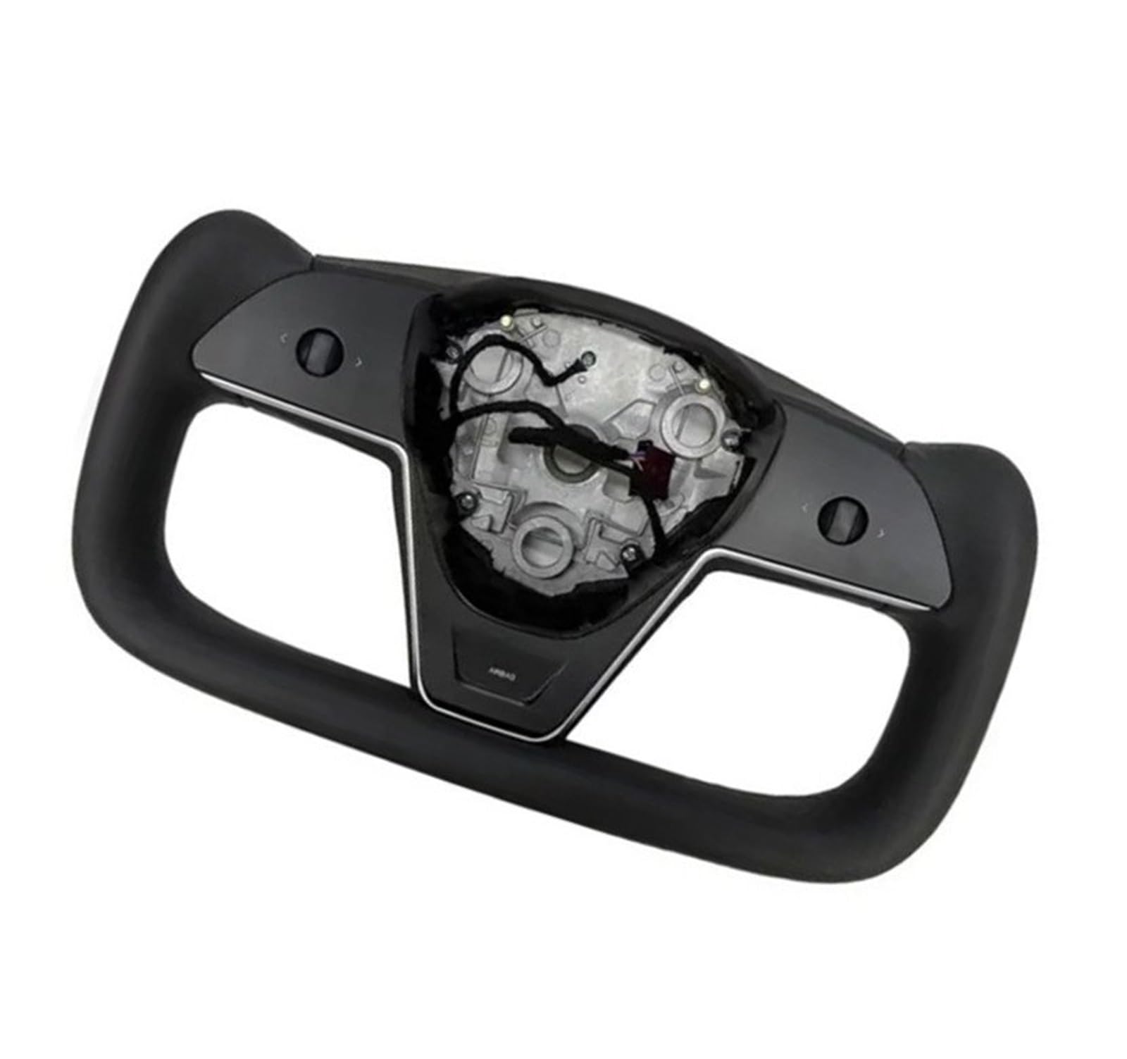 AcarKing Kompatibel Mit Tesla Für Model Y 2022 2023 2024 Jochgriffheizung Sportlenkrad Personalisiertes Racing-Autozubehör Lenkrad Auto(Black) von AcarKing