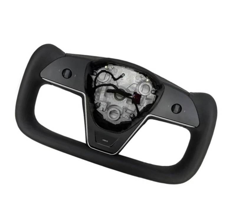 AcarKing Kompatibel Mit Tesla Für Model Y 2022 2023 2024 Jochgriffheizung Sportlenkrad Personalisiertes Racing-Autozubehör Lenkrad Auto(Black) von AcarKing