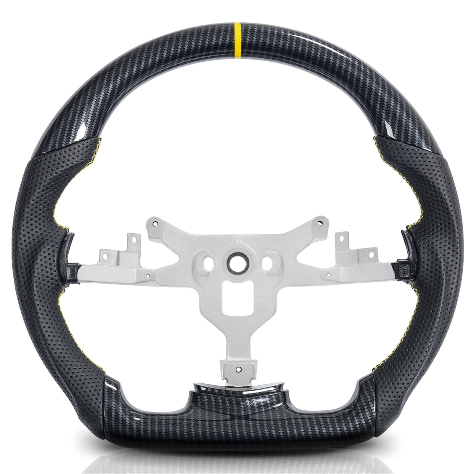 Kompatibel Mit Chevrolet Für Corvette C6 Z06 ZR1 2009 2010 2011 2006 2007 2008 Carbonfaser-Lenkrad, Rennsportrad, Autoteile Lenkrad Auto(Yellow) von AcarKing