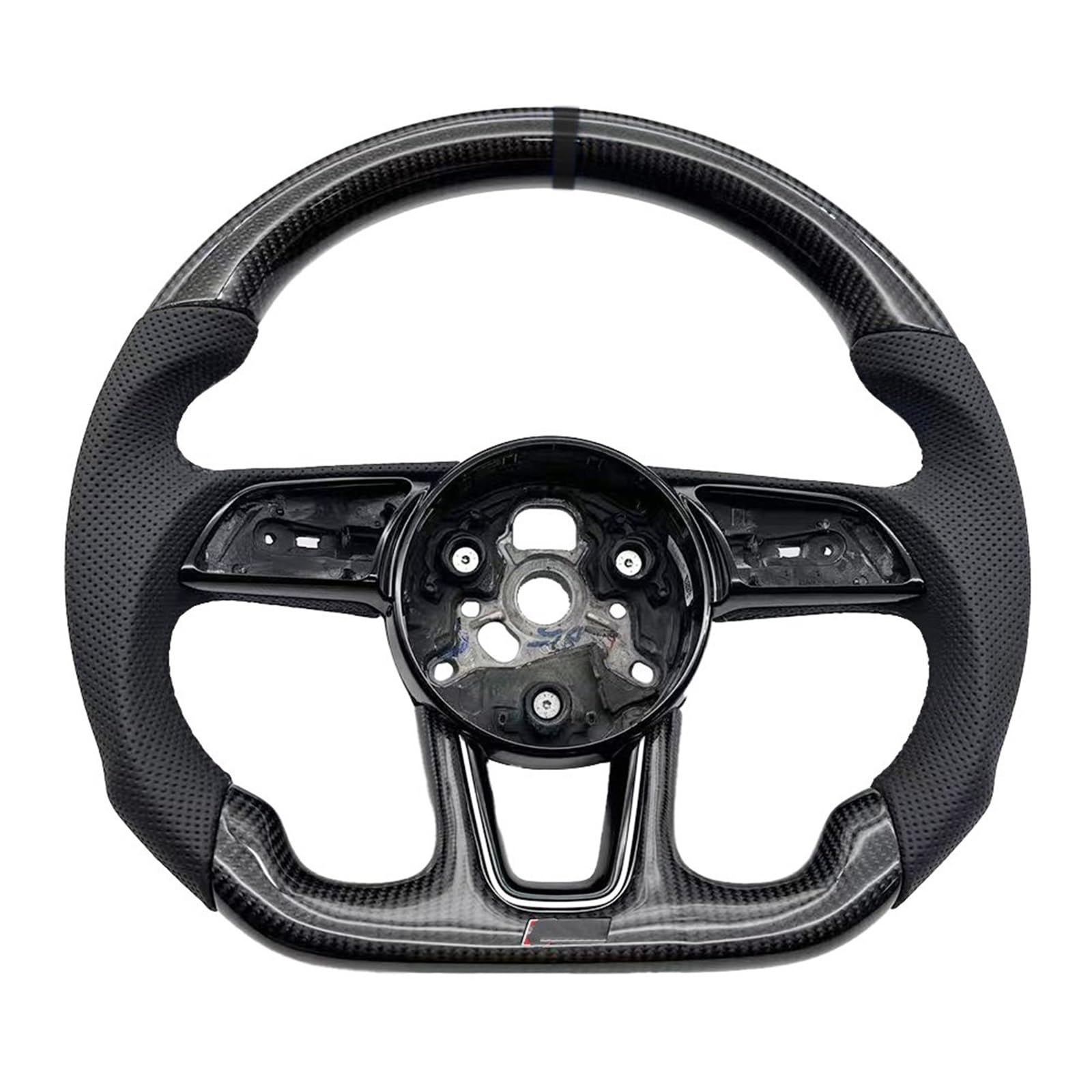 Kompatibel Mit Für A3 A4 A5 B9 Carbonfaser-Lenkradmontage Mit S/RS-Logo, Auto-Sportlenkräder, Autoteile Lenkrad Auto(Black,S Logo) von AcarKing
