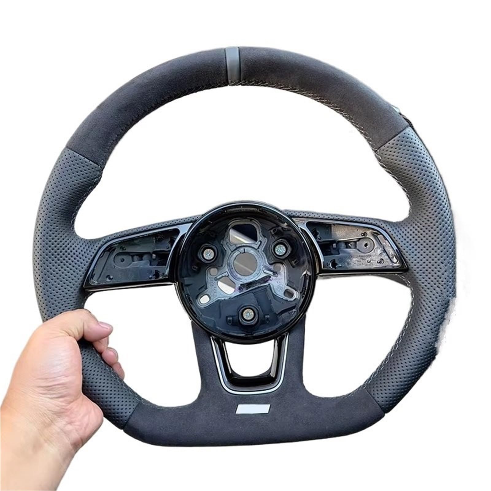 Kompatibel Mit Für A3 A4 A5 S3 S4 S5 B9 2017 2018 2019 2020 2021 2022, Vollständig Perforiert, Halbperforiert, Flache Unterseite, Sportlenkrad, Autoteile Lenkrad Auto(RS Logo Without Hole) von AcarKing