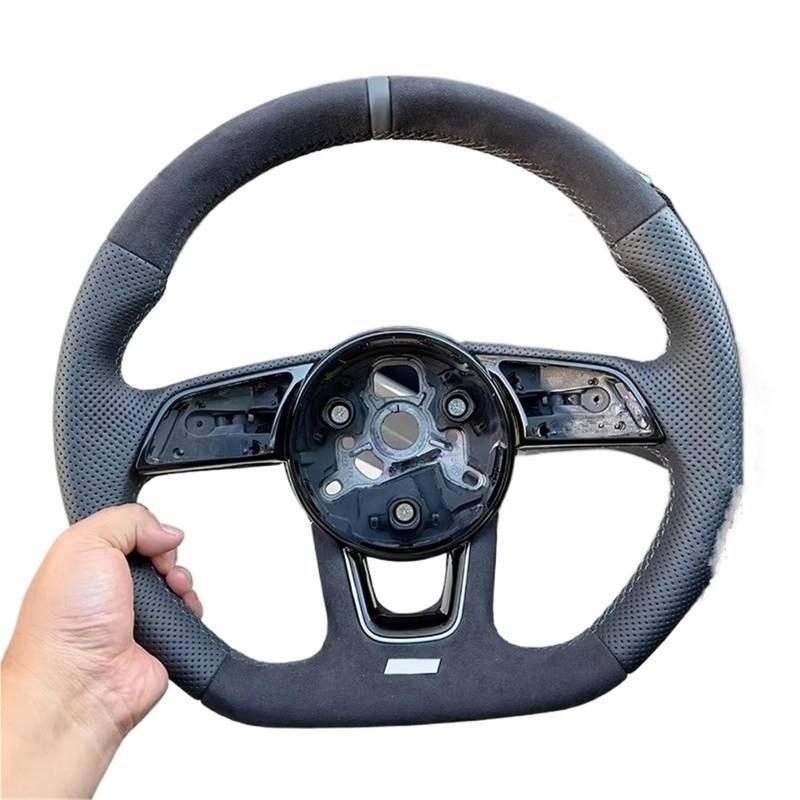 Kompatibel Mit Für A3 A4 A5 S3 S4 S5 B9 2017 2018 2019 2020 2021 2022, Vollständig Perforiert, Halbperforiert, Flache Unterseite, Sportlenkrad, Autoteile Lenkrad Auto(S Logo with Hole) von AcarKing