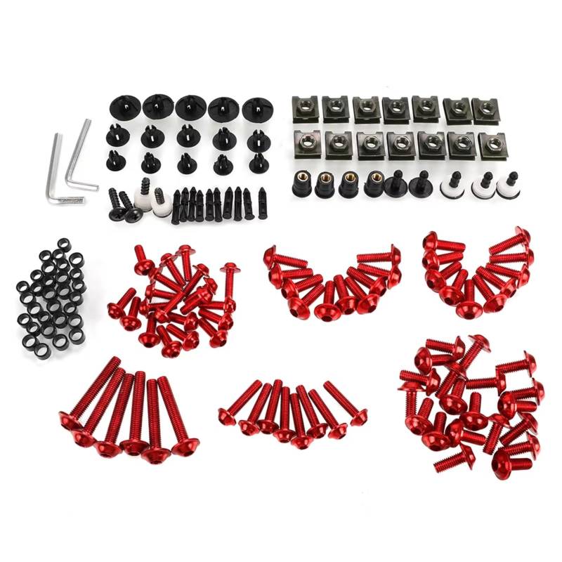 Motorrad Schraubensatz Kompatibel Mit Suzuki Für GSXR 600 750 2006 2007 2009 2009 2012 2012 Motorradverkleidungsschraubenschraubenschraube Muttern Waschmaschinen Fixierung Fixierung Full Kit(Red) von AcarKing