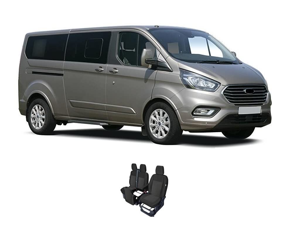 Accesorionline Sitzbezüge kompatibel mit Ford Transit Custom Stoffbezüge schwarz (3-Sitzer) von Accesorionline
