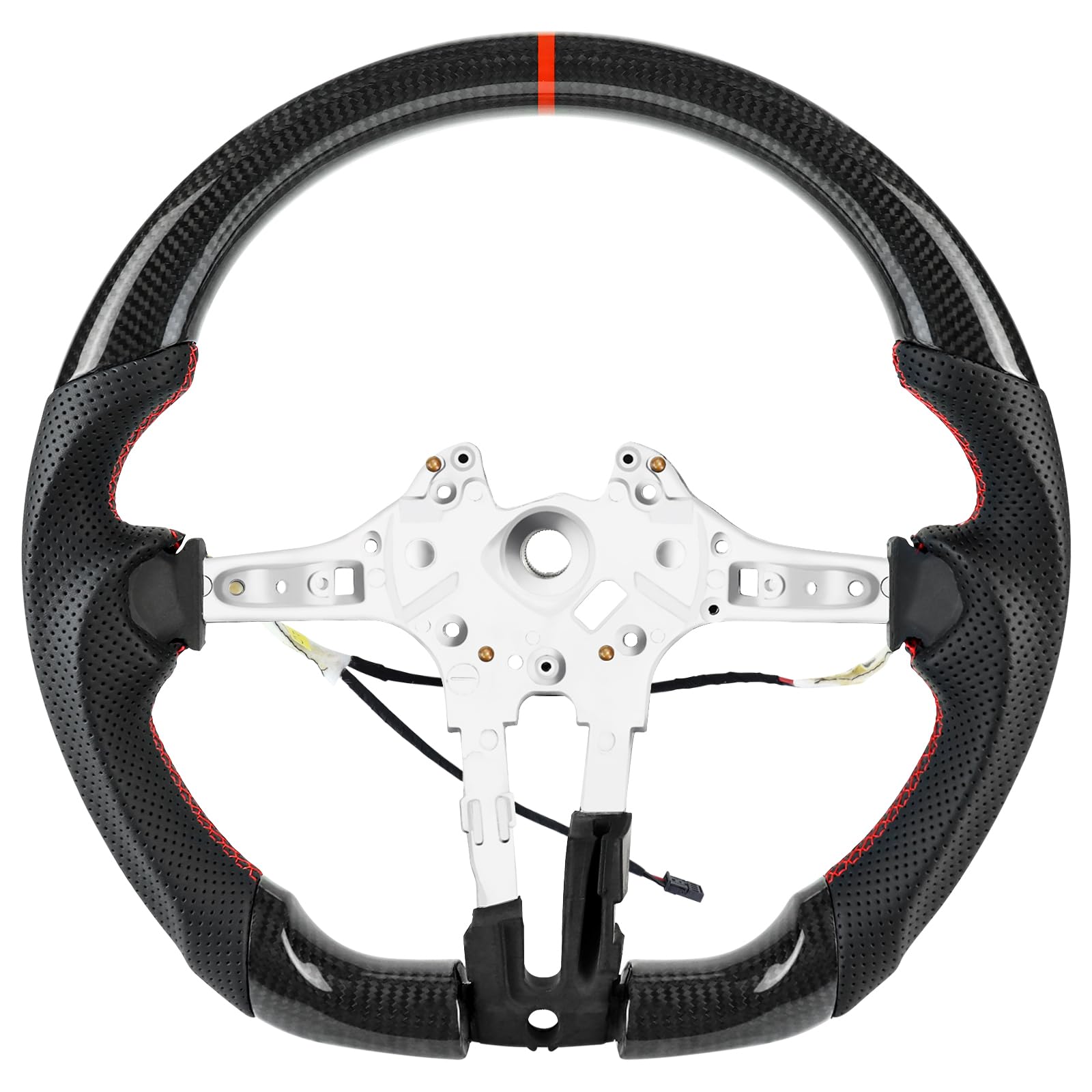 Acclcors Handgefertigte echte Carbonfaser-Lenkrad, Rote Mittellinie, Perforierte Ledergriff mit Heizfunktion für BMW M Sport Serie/für M Performance Serie M5 F10 F11 F06 F12 F13 F01 F02 F90 M6 M8 F91 Acclcors Handgefertigte echte Carbonfaser-Lenkrad, Rote Mittellinie, Perforierte Ledergriff mit Heizfunktion für BMW M Sport Serie/für M Performance Serie M5 F10 F11 F06 F12 F13 F01 F02 F90 M6 M8 F91 von Acclcors
