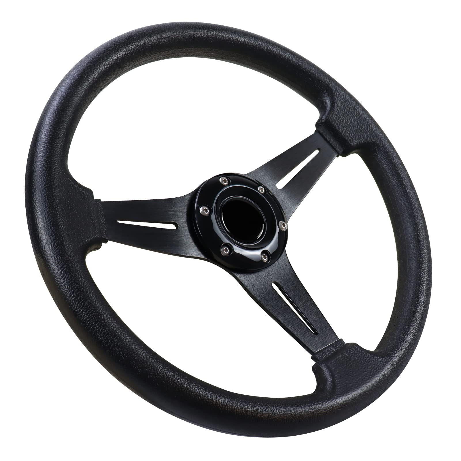 Acclcors Universal Rennlenkrad, Drifting-Lenkrad,Gaming Lenkrad 13.6" 6 Bolzen Griff Vinyl Leder mit Horn Taste für Rennen/Rallye/Motorsport/Auto Sim Fahren (Schwarz) von Acclcors