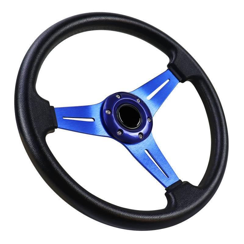 Acclcors Universal Rennlenkrad, Drifting-Lenkrad,Gaming Rennlenkrad 13.6" 6 Schrauben Grip Vinyl Leder mit Hupe Taste für Rennen/Rallye/Motorsport/Autosimulation (Blau) von Acclcors