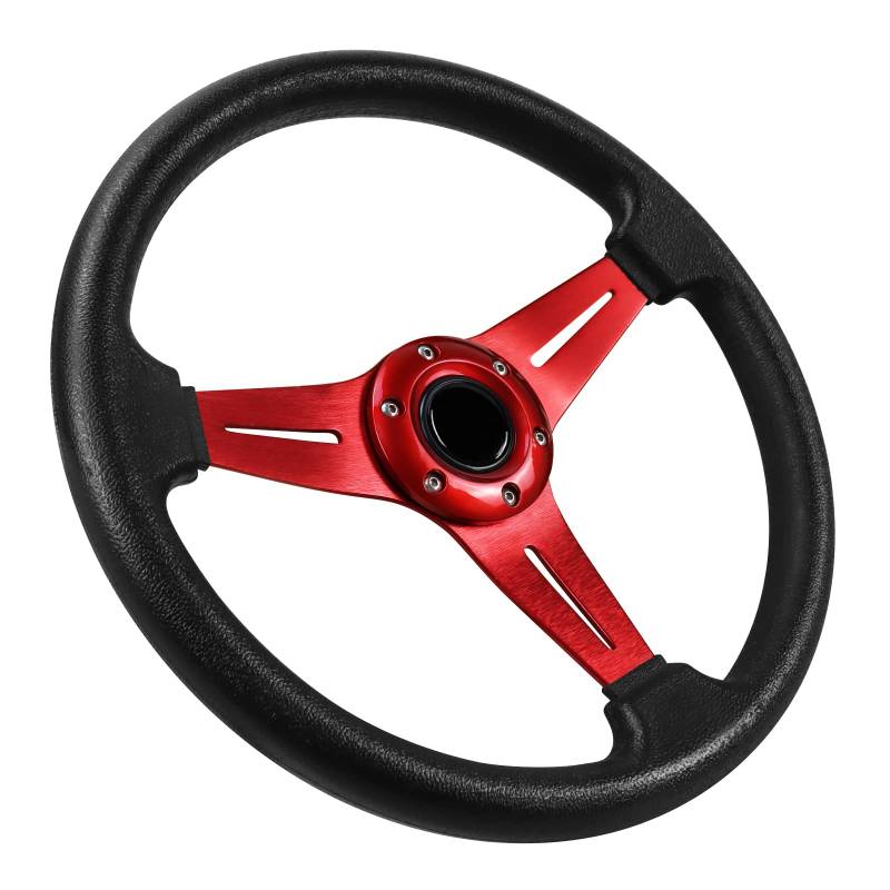 Acclcors Universal Rennlenkrad, Drifting-Lenkrad,Gaming Lenkrad 13.6" 6 Schrauben Grip Vinyl Leder mit Hupe Taste für Rennen/Rallye/Motorsport/Autosimulation (Rot) von Acclcors