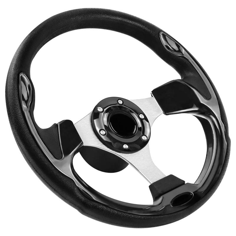 Acclcors12,5-Zoll-Boot-Lenkrad, 3/4-Zoll-Achse Marine-Lenkrad-Adapter für Boote, Yachten, Pontoon-Boote (Schwarz) von Acclcors