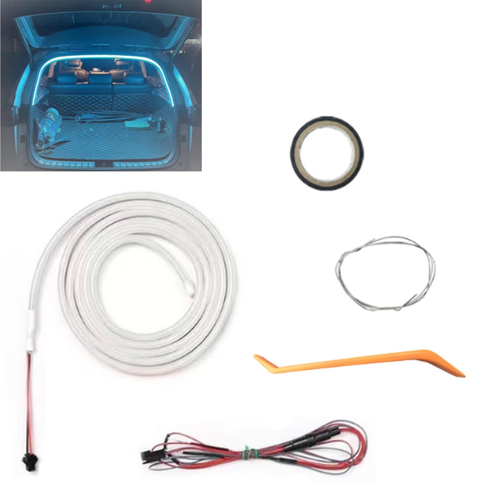 Dynamic Flowing Car Trunk Light Strip, Flexible Dynamic Light Strip, 2M/4M Waterproof Daytime Running LED Lights for Cars SUVs Trucks Engine Cover Decoration Exterior (Blue,6.6ft-Half Circle) von Accrue