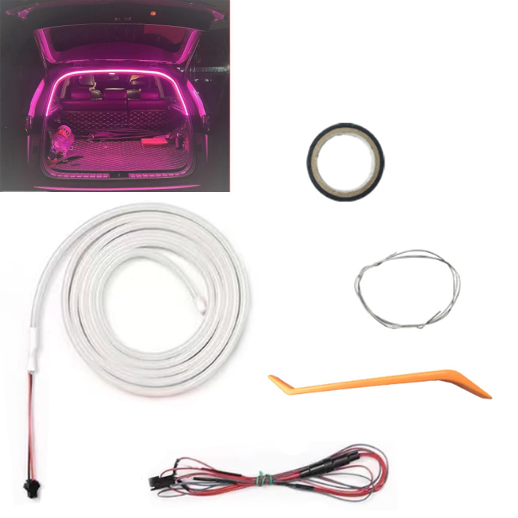 Dynamic Flowing Car Trunk Light Strip, Flexible Dynamic Light Strip, 2M/4M Waterproof Daytime Running LED Lights for Cars SUVs Trucks Engine Cover Decoration Exterior (Purple,6.6ft-Half Circle) von Accrue