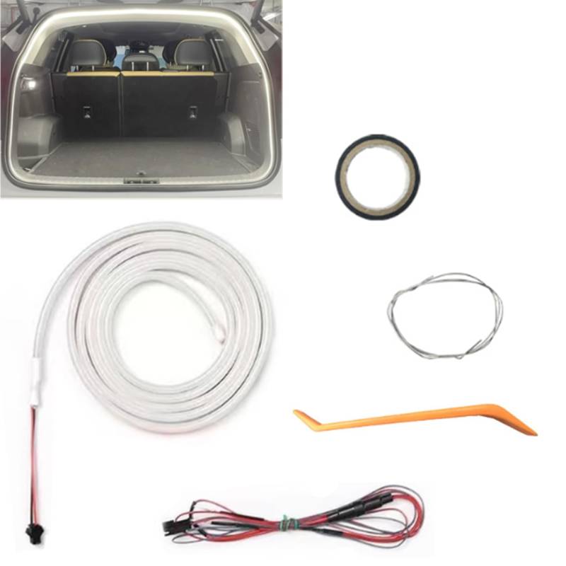 Dynamic Flowing Car Trunk Light Strip, Flexible Dynamic Light Strip, 2M/4M Waterproof Daytime Running LED Lights for Cars SUVs Trucks Engine Cover Decoration Exterior (White,13.1ft-Full Circle) von Accrue