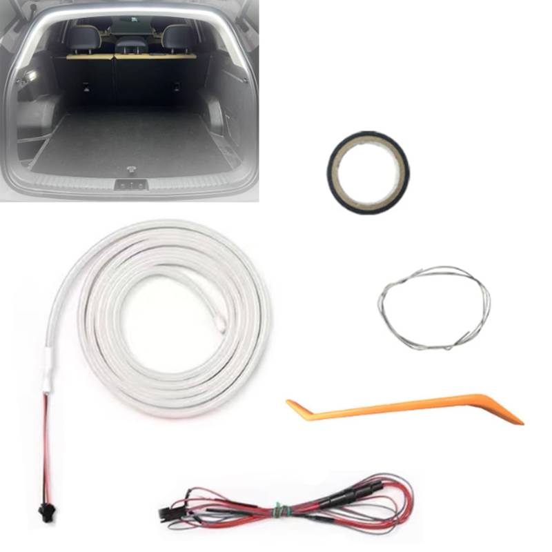 Dynamic Flowing Car Trunk Light Strip, Flexible Dynamic Light Strip, 2M/4M Waterproof Daytime Running LED Lights for Cars SUVs Trucks Engine Cover Decoration Exterior (White,6.6ft-Half Circle) von Accrue