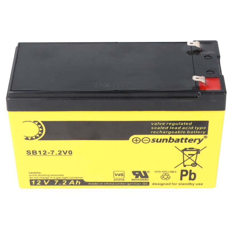 Sun Battery SB12-7.2V0 Akku, 12V 7,2Ah, 7.2-12L, AGM Bleiakku von AccuCell