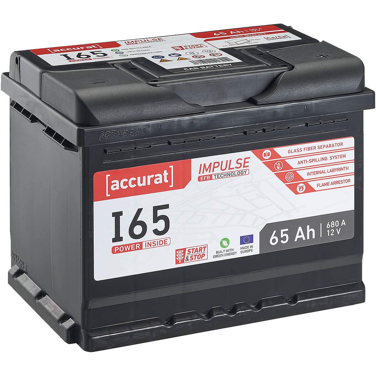 Accurat 12V Autobatterie 65Ah 680A EFB Impulse I65 Starterbatterie für Fahrzeuge mit hohem Energiebedarf, Start-Stop Automatik, wartungsfrei Accurat 12V Autobatterie 65Ah 680A EFB Impulse I65 Starterbatterie für Fahrzeuge mit hohem Energiebedarf, Start-Stop Automatik, wartungsfrei von Accurat
