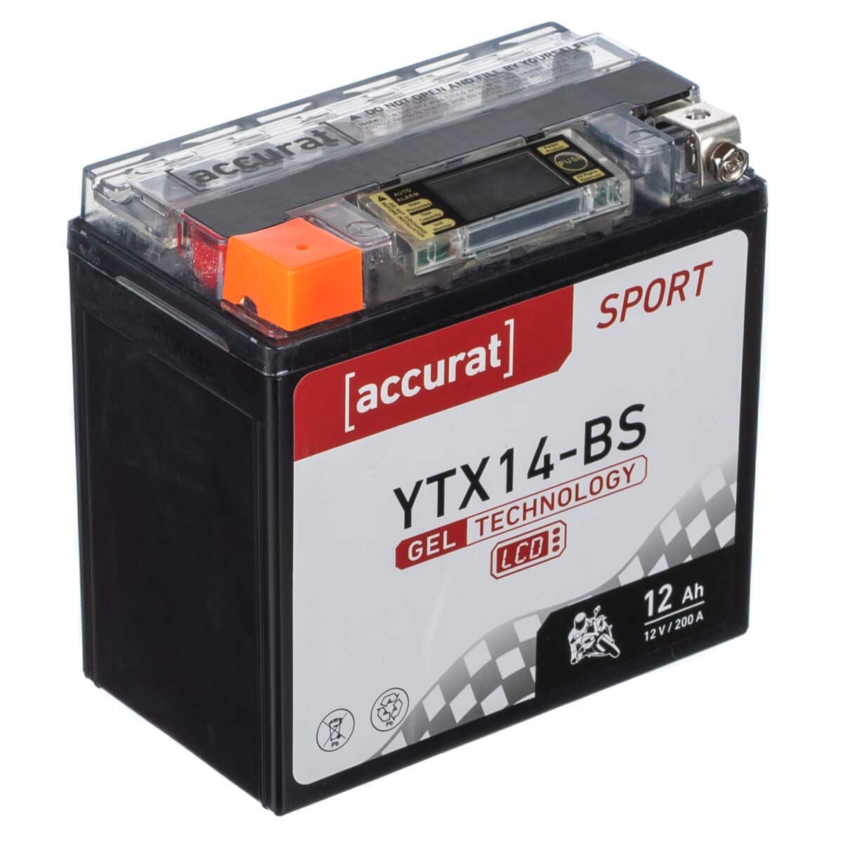 Accurat Motorradbatterie YTX14-BS - 12V, 14Ah, 200A, rüttelfest, wartungsfrei, LCD Display - Starterbatterie, Gel Batterie in Erstausrüsterqualität für Rasentraktor, Roller, Motorrad, Quad Accurat Motorradbatterie YTX14-BS - 12V, 14Ah, 200A, rüttelfest, wartungsfrei, LCD Display - Starterbatterie, Gel Batterie in Erstausrüsterqualität für Rasentraktor, Roller, Motorrad, Quad von Accurat