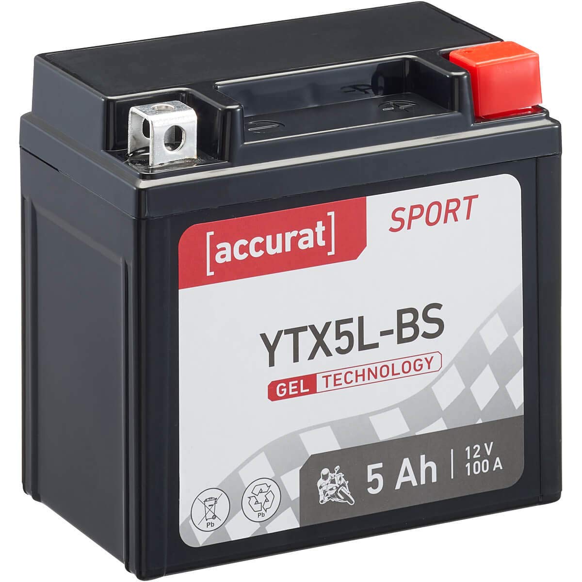 Accurat Motorradbatterie YTX5L-BS - 12V, 5Ah, 100A, zyklenfest, wartungsfrei, Gel - Starterbatterie, Batterie in Erstausrüsterqualität für Rasentraktor, Roller, Motorrad, Quad von Accurat