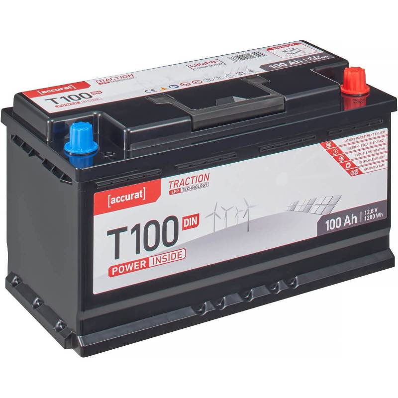 Accurat Traction 12V 100Ah DIN LiFePO4 Lithium-Eisenphosphat Versorgungs-Batterie T100 DIN LFP von Accurat