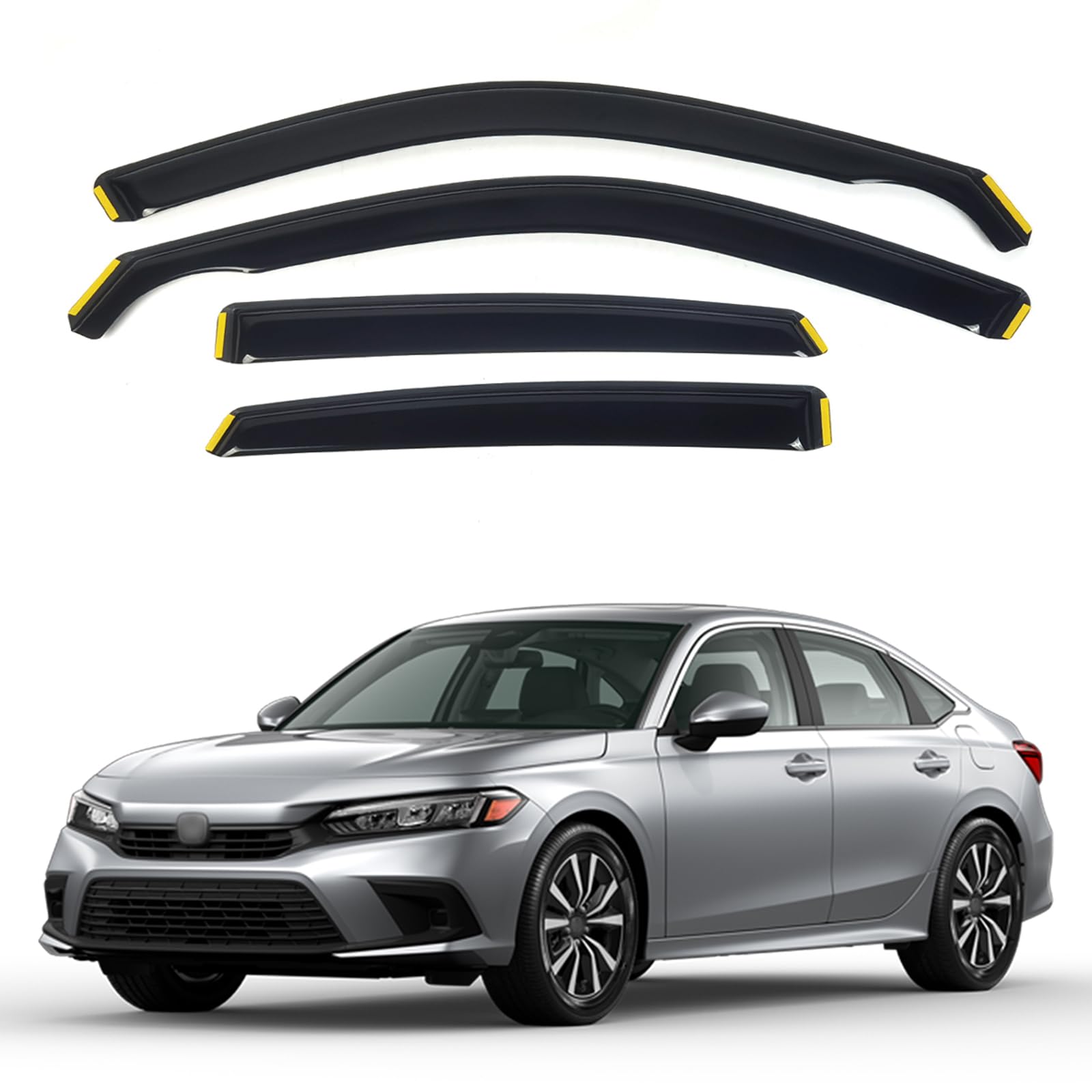 AceRide - In-Channel-Fenstervisiere für Honda Civic Schrägheck 2022–2024, Regenschutz, Sonnenschutz, Fensterabweiser und Windschutzscheiben, 4 Stück AceRide - In-Channel-Fenstervisiere für Honda Civic Schrägheck 2022–2024, Regenschutz, Sonnenschutz, Fensterabweiser und Windschutzscheiben, 4 Stück von AceRide