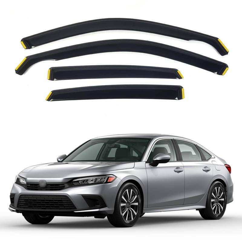 AceRide - In-Channel-Fenstervisiere für Honda Civic Schrägheck 2022–2024, Regenschutz, Sonnenschutz, Fensterabweiser und Windschutzscheiben, 4 Stück von AceRide