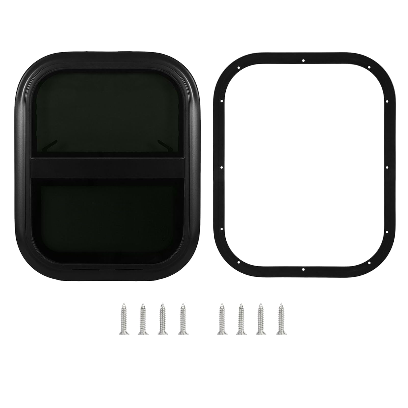 Wohnmobilfenster, Schwarz Caravan Seitenfenster 360x410mm Wohnwagen Fenster mit Bildschirm Getöntes Gehärtetes Glas für Wohnmobilanhänger Camper-Fenster von AceSupever