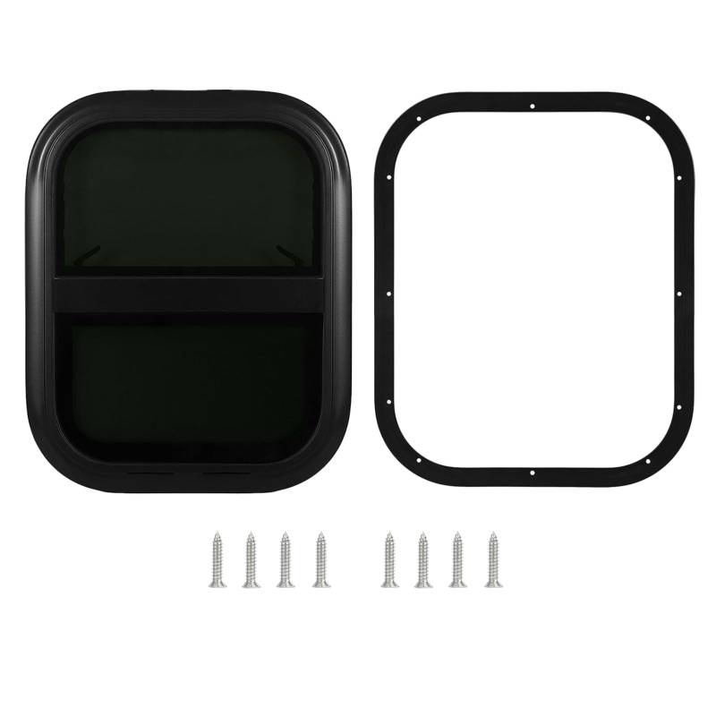Wohnmobilfenster, Schwarz Caravan Seitenfenster 360x410mm Wohnwagen Fenster mit Bildschirm Getöntes Gehärtetes Glas für Wohnmobilanhänger Camper-Fenster von AceSupever