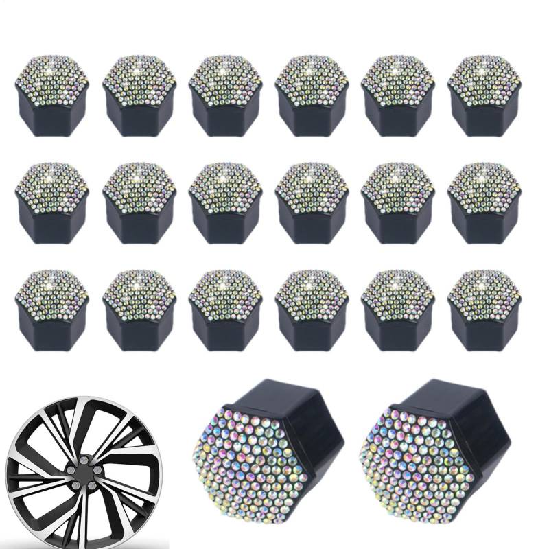 Aceirropy Reifenmutter-Abdeckung, glitzernde Schraubenabdeckung, 20 Stück, rostbeständig, staubabweisend, Schutz für Autofelgenmutter, Außenrad-Dekoration, Ersatz von Aceirropy