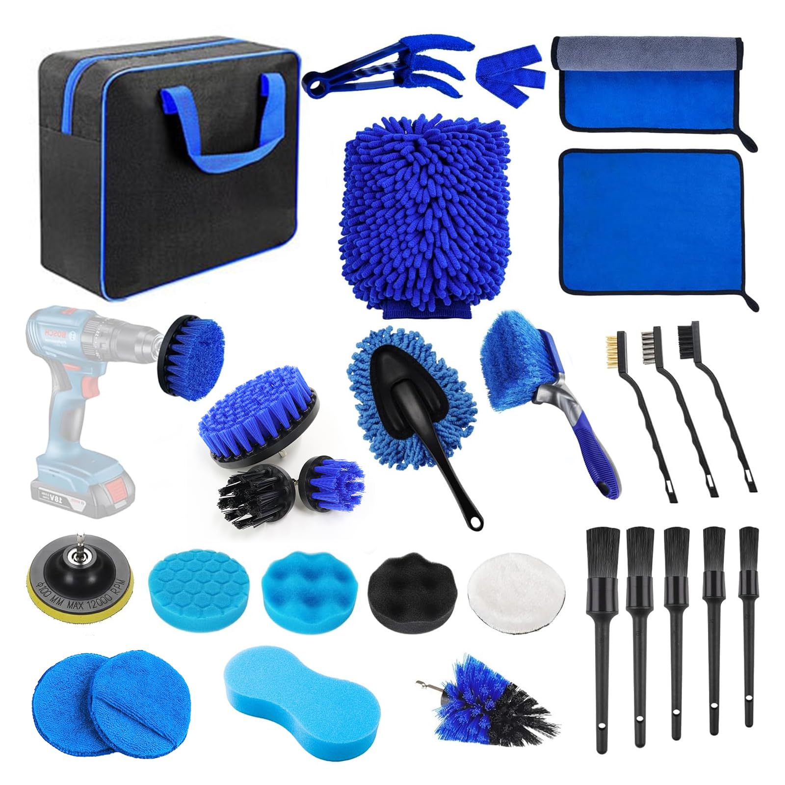 Acelectronic Auto Reinigungsset, 29 Stück Autopflege Set, Auto Detailing Pinsel Auto Waschanlage Set, Staubentfernungsbürste für Auto Innen und Außen, Lüftungsschlitz, Armaturenbrett, Motor, Räder Acelectronic Auto Reinigungsset, 29 Stück Autopflege Set, Auto Detailing Pinsel Auto Waschanlage Set, Staubentfernungsbürste für Auto Innen und Außen, Lüftungsschlitz, Armaturenbrett, Motor, Räder von Acelectronic