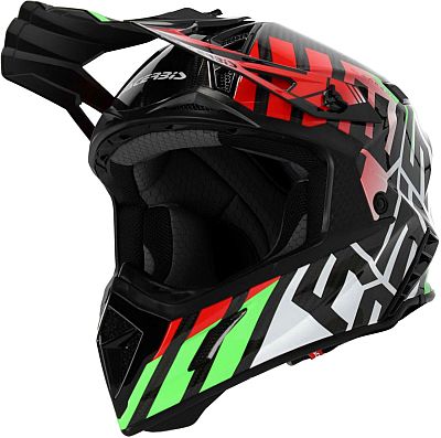 Acerbis Steel Carbon S24, Motocrosshelm - Schwarz/Grün/Rot/Weiß - M von Acerbis