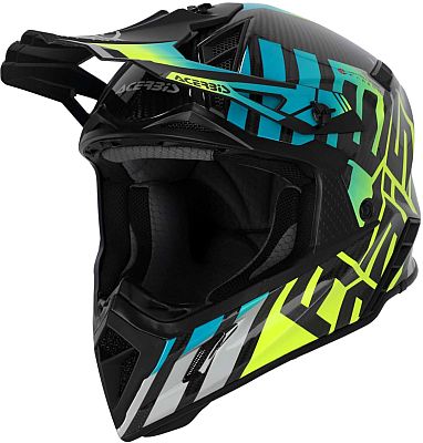 Acerbis Steel Carbon S24, Crosshelm - Schwarz/Türkis/Neon-Gelb - L von Acerbis