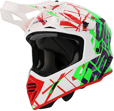 Acerbis X-Track S24, Crosshelm - Weiß/Neon-Grün/Rot - M von Acerbis