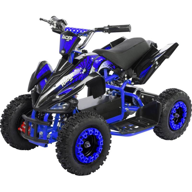 Actionbikes Motors Kinder Quad Elektro ATV Racer | 𝟑𝟔 Volt 𝟭𝟬𝟬𝟬 Watt Motor bis 𝟐𝟓 km/h - Kinderquad - Pocket Quad - Safety Touch Fußschalter - Für Kinder ab 6 Jahren (1000 Watt Schwarz/Blau) von Actionbikes Motors