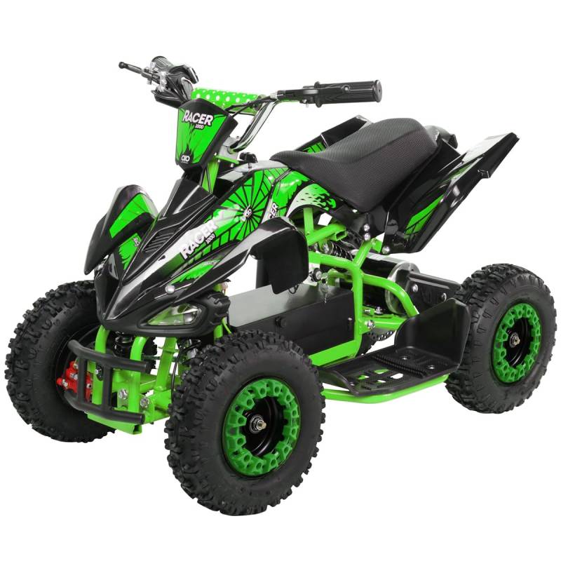 Actionbikes Motors Kinder Elektro Miniquad ATV Racer 𝟭𝟬𝟬𝟬 Watt 36 Volt - Scheibenbremsen - Safety Touch System Fußschalter (1000 Watt Schwarz/Grün) von Actionbikes Motors