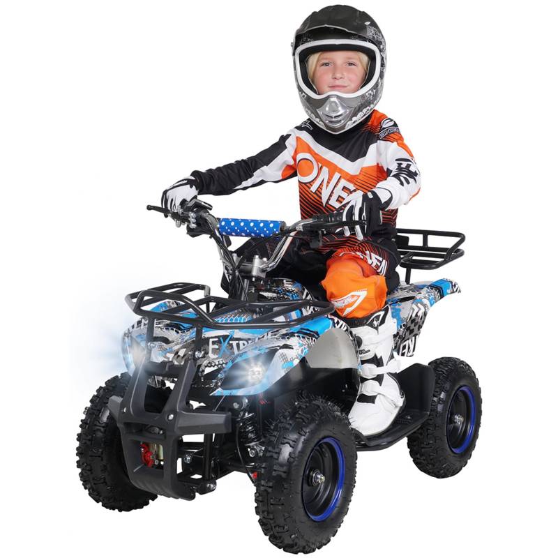 Actionbikes Motors Kinder Elektro Miniquad ATV Torino 𝟭𝟬𝟬𝟬 Watt 36 Volt - Scheibenbremsen - Umweltfreundlicher Elektromotor (1000 Watt Blau Polo) von Actionbikes Motors