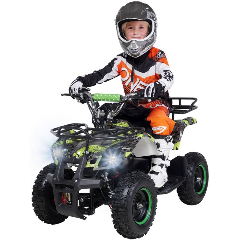 Actionbikes Motors Kinder Quad Elektro ATV Torino | 𝟑𝟔 Volt 𝟭𝟬𝟬𝟬 Watt Motor bis 𝟐𝟓 km/h - Kinderquad - Pocket Quad - Safety Touch Fußschalter - Miniquad - Für Kinder ab 6 Jahren (Grün Polo) von Actionbikes Motors